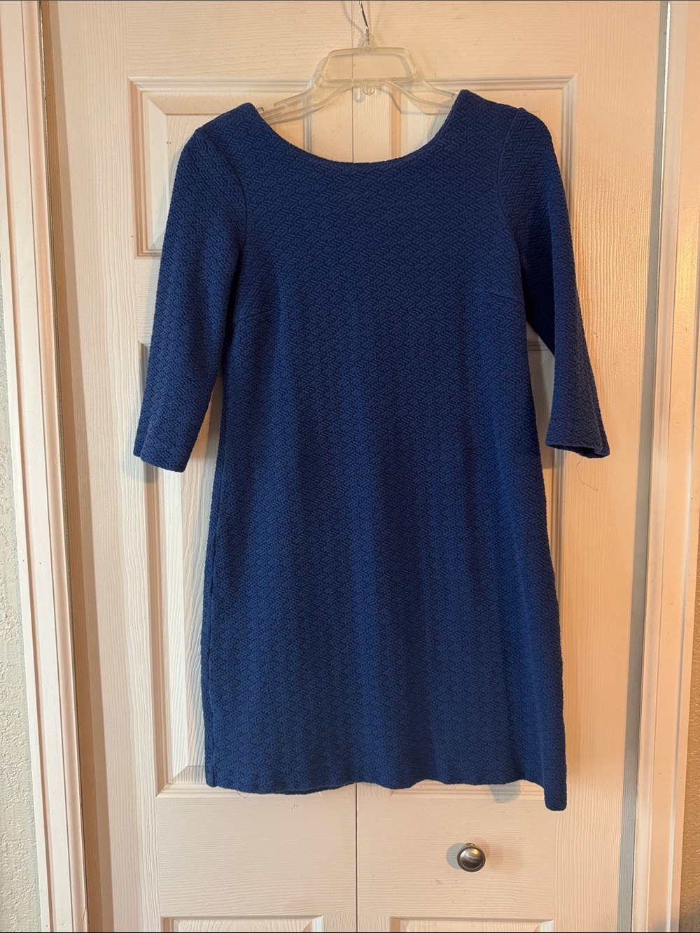 Classic Navy Shift Dress - Women's Simple Scoop Neck